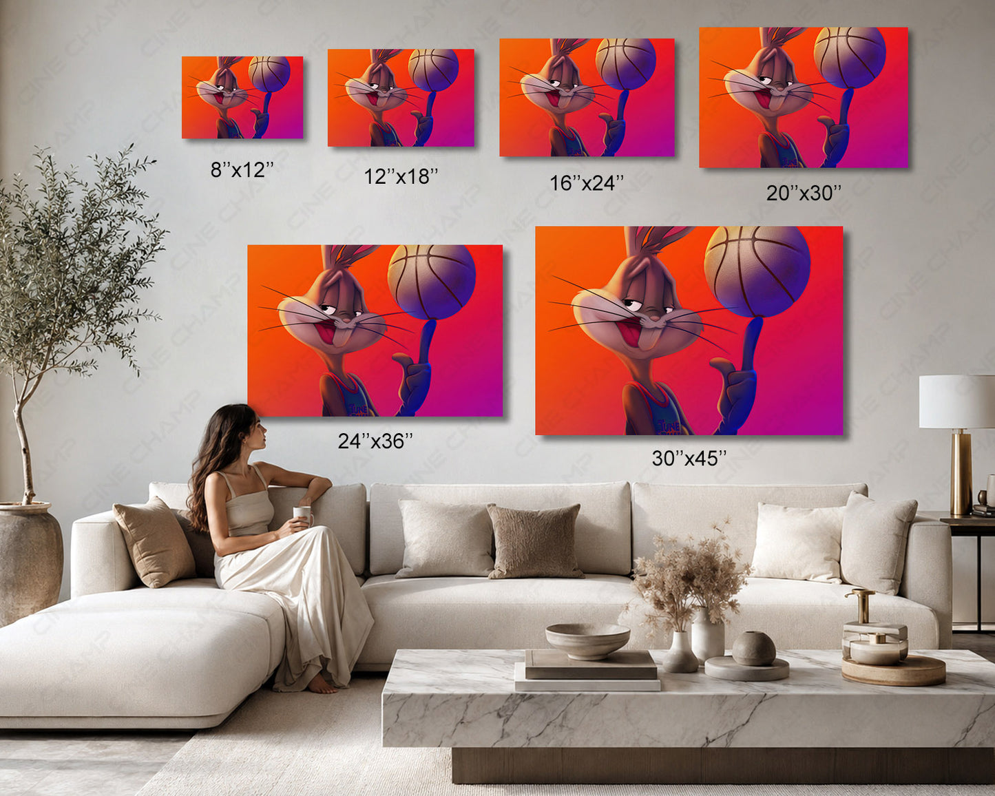 Bugs Bunny Space Jam A New Legacy Canvas Print Available in Multiple Sizes for Kids Room and Home Decor
