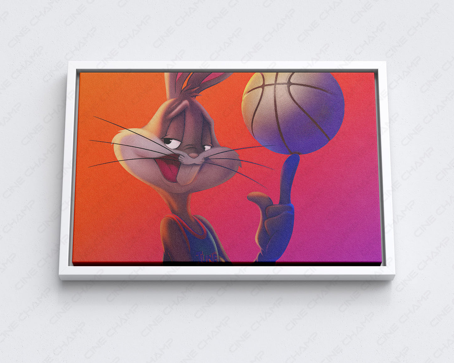 Bugs Bunny Space Jam A New Legacy Canvas Print with White Floating Frame for Modern Movie Decor