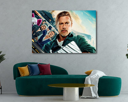 Bullet Train Canvas Print Displayed in a Modern Living Room Interior