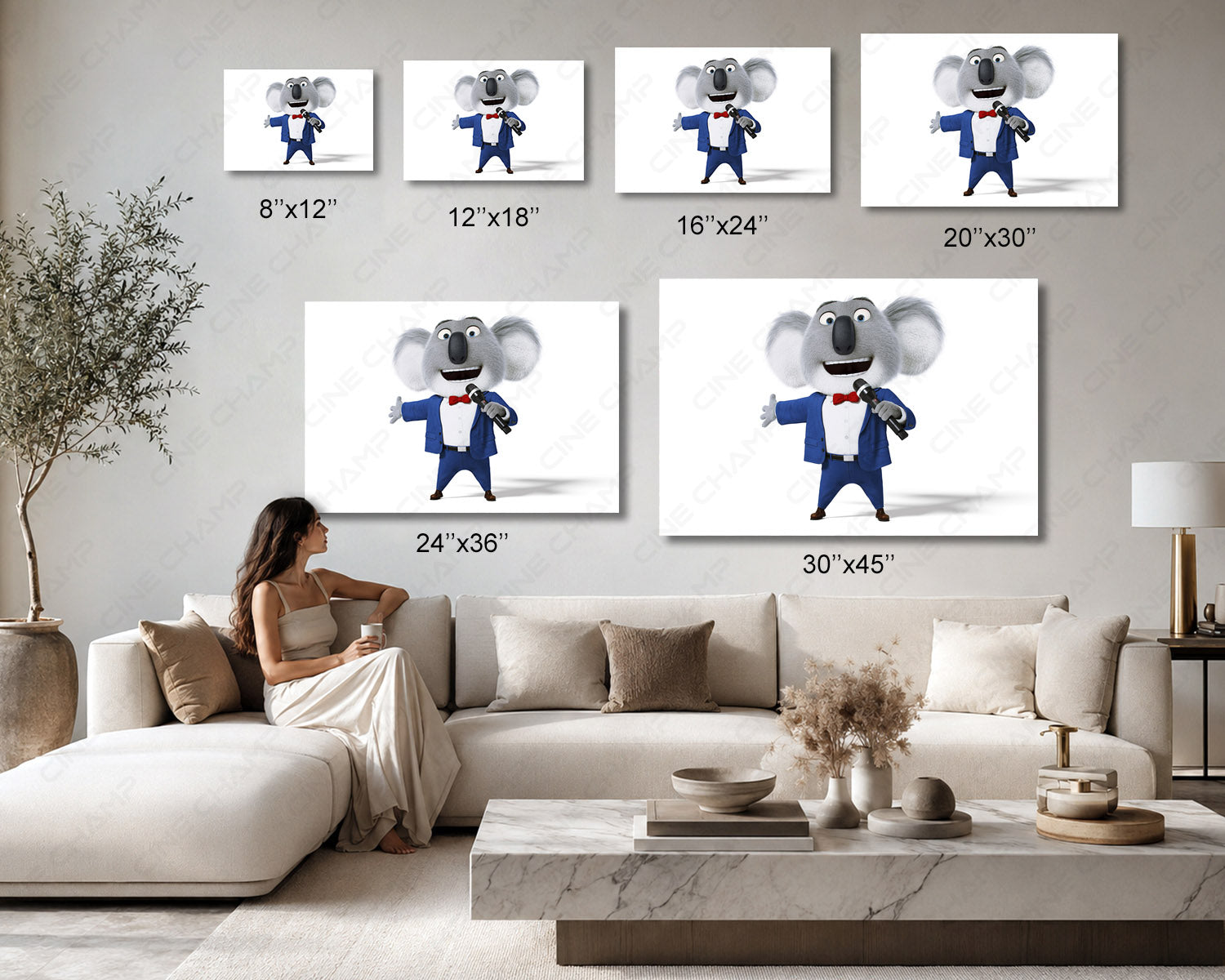 Buster Moon Canvas Print Available in Multiple Sizes for Home, Office, Kids Room, and Movie Room Decor