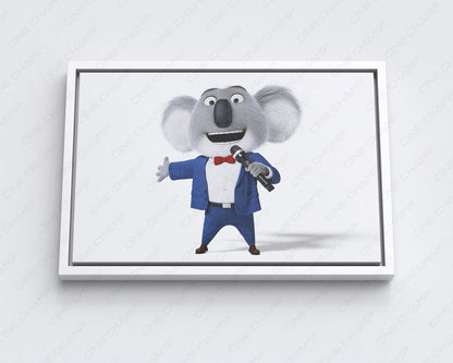Buster Moon Canvas Print with White Floating Frame for Stylish Family Room Wall Decor