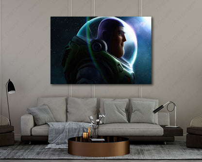 Buzz Lightyear Canvas Print Displayed in a Contemporary Living Room Interior