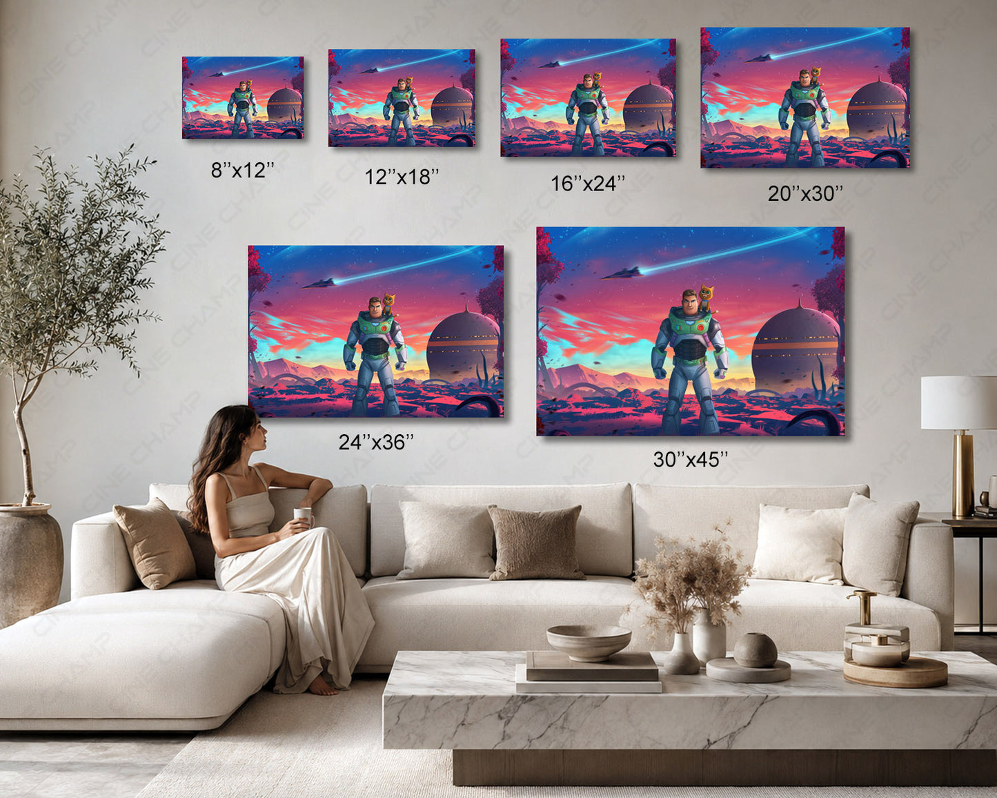 Buzz Lightyear Premium Canvas Wall Art Available in Multiple Sizes for Home, Office, Kids Room, and Movie Room Decor