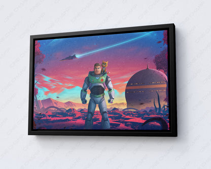 Buzz Lightyear Premium Canvas Wall Art with Black Floating Frame for Modern Home Decoration