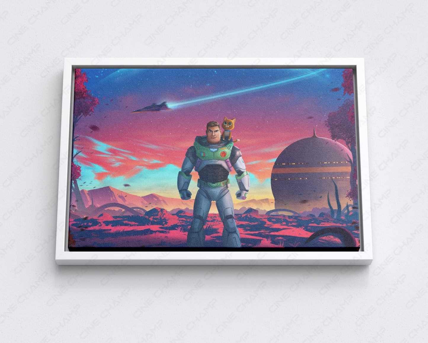 Buzz Lightyear Premium Canvas Wall Art with White Floating Frame for Stylish Family Room Decor