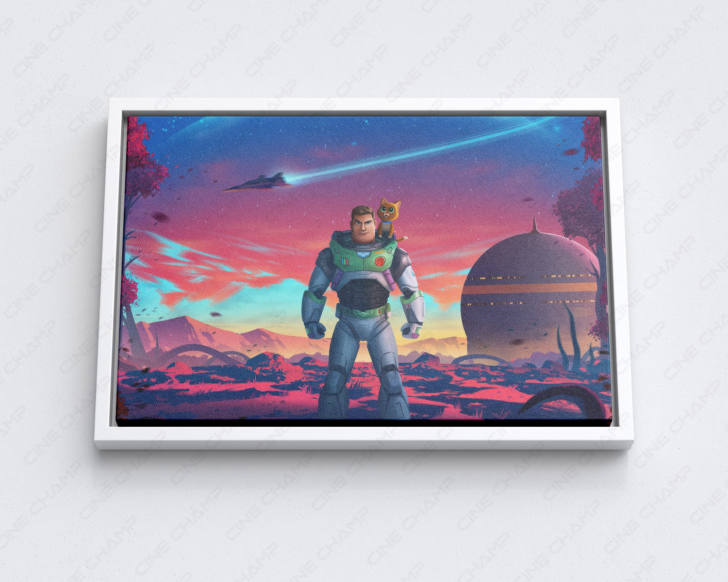 Buzz Lightyear Premium Canvas Wall Art with White Floating Frame for Stylish Family Room Decor