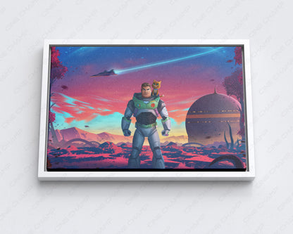 Buzz Lightyear Premium Canvas Wall Art with White Floating Frame for Stylish Family Room Decor