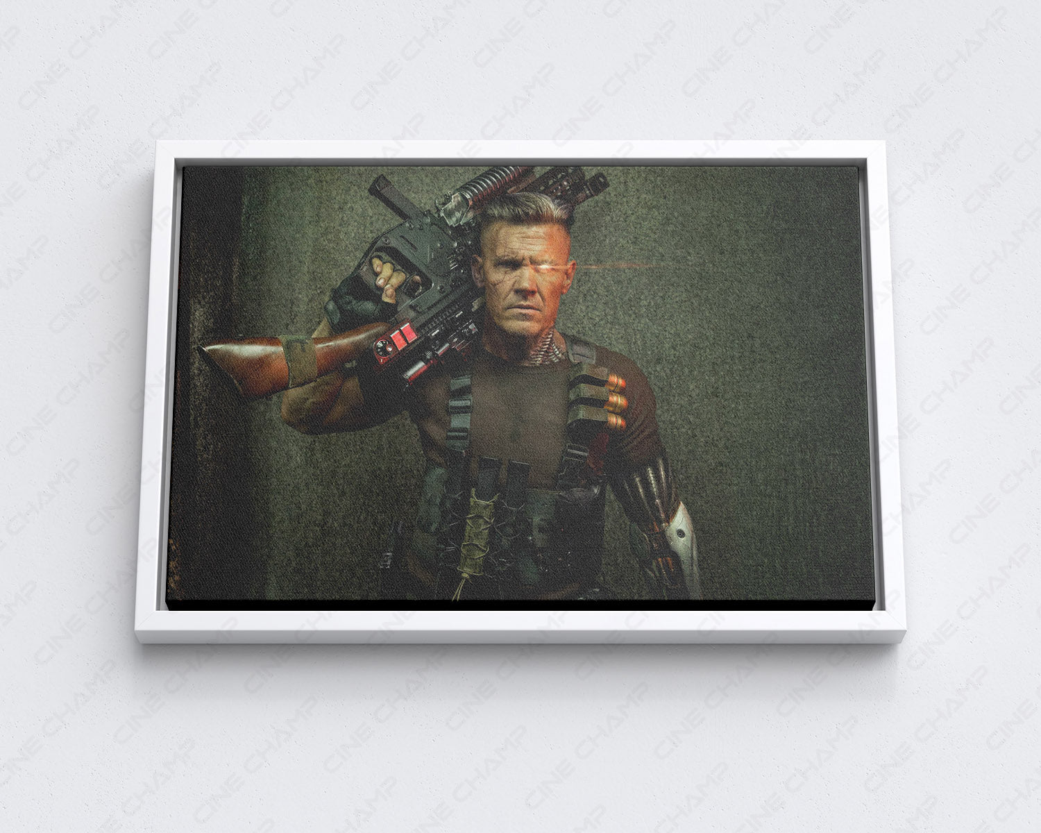 Cable Deadpool Canvas Print with White Floating Frame for Stylish Marvel-Themed Wall Decoration