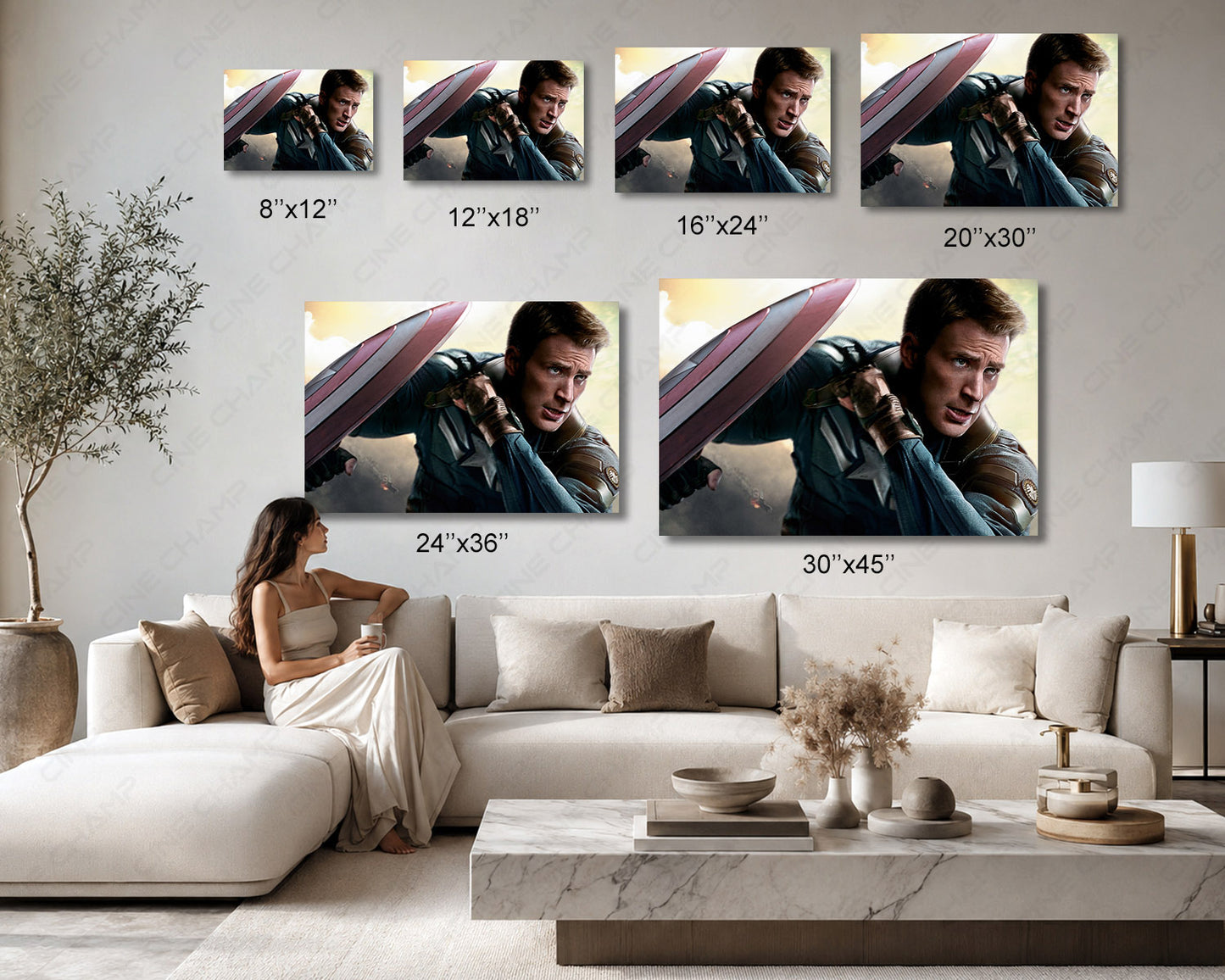 Captain America Canvas Wall Art Available in Multiple Sizes for Home, Office, Bedroom, Entertainment Room, and Man Cave Decor