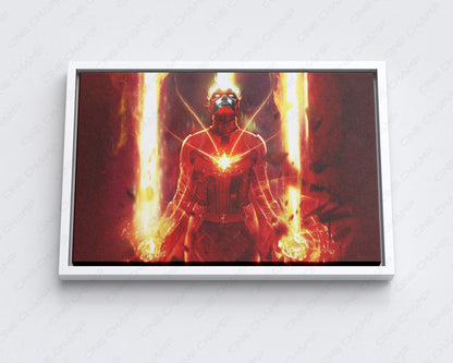 Captain Marvel Canvas Print with White Floating Frame for Modern Marvel Wall Decor