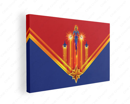 Captain Marvel Minimalist Canvas Wall Art Gallery Wrap Featuring Marvel Superhero Inspired Artwork