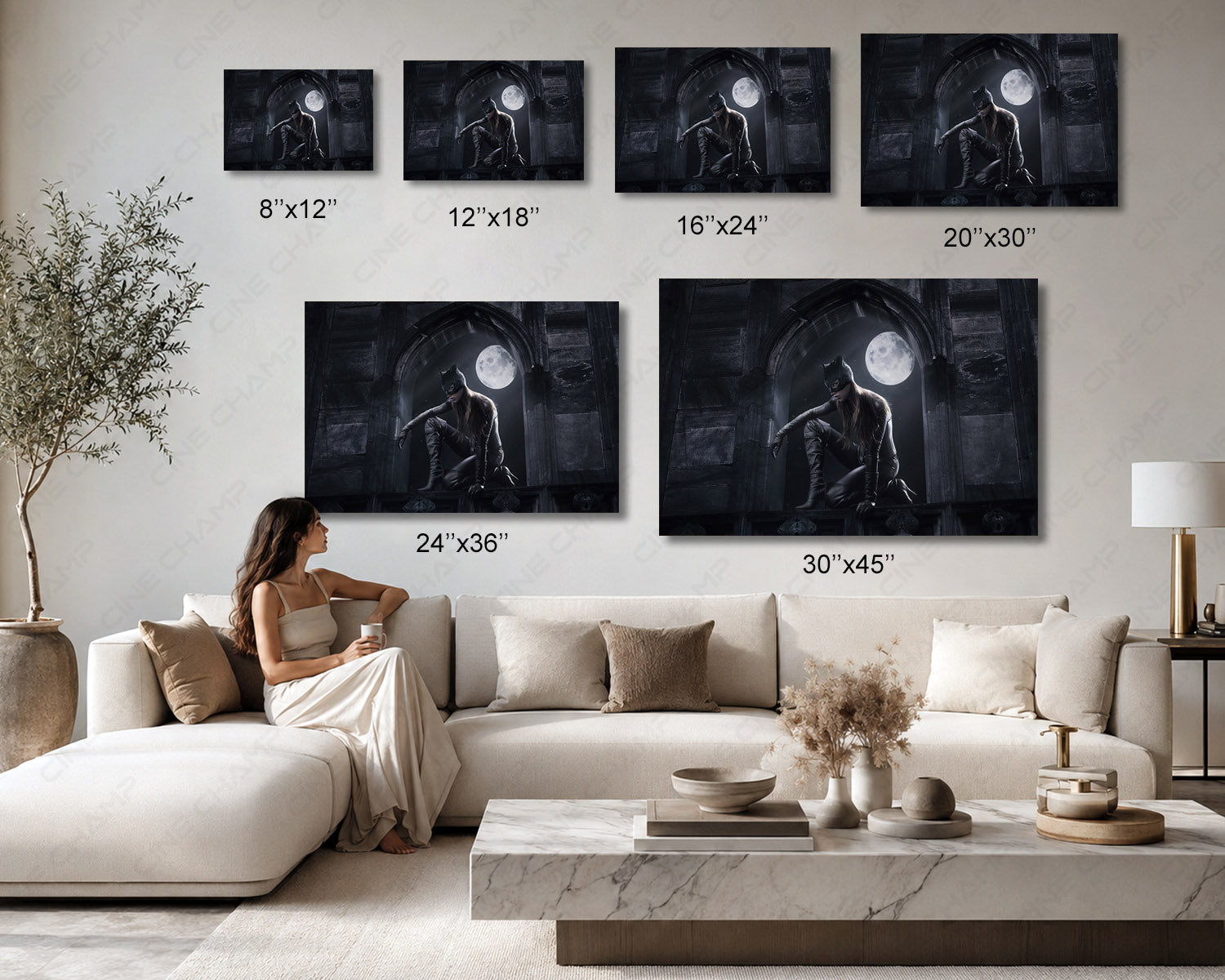 Catwoman Canvas Print Available in Multiple Sizes for Home, Office, Bedroom, Entertainment Room, and Man Cave Decor