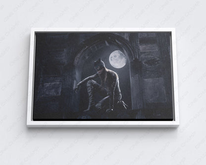 Catwoman Canvas Print with White Floating Frame for Stylish DC-Themed Wall Decoration