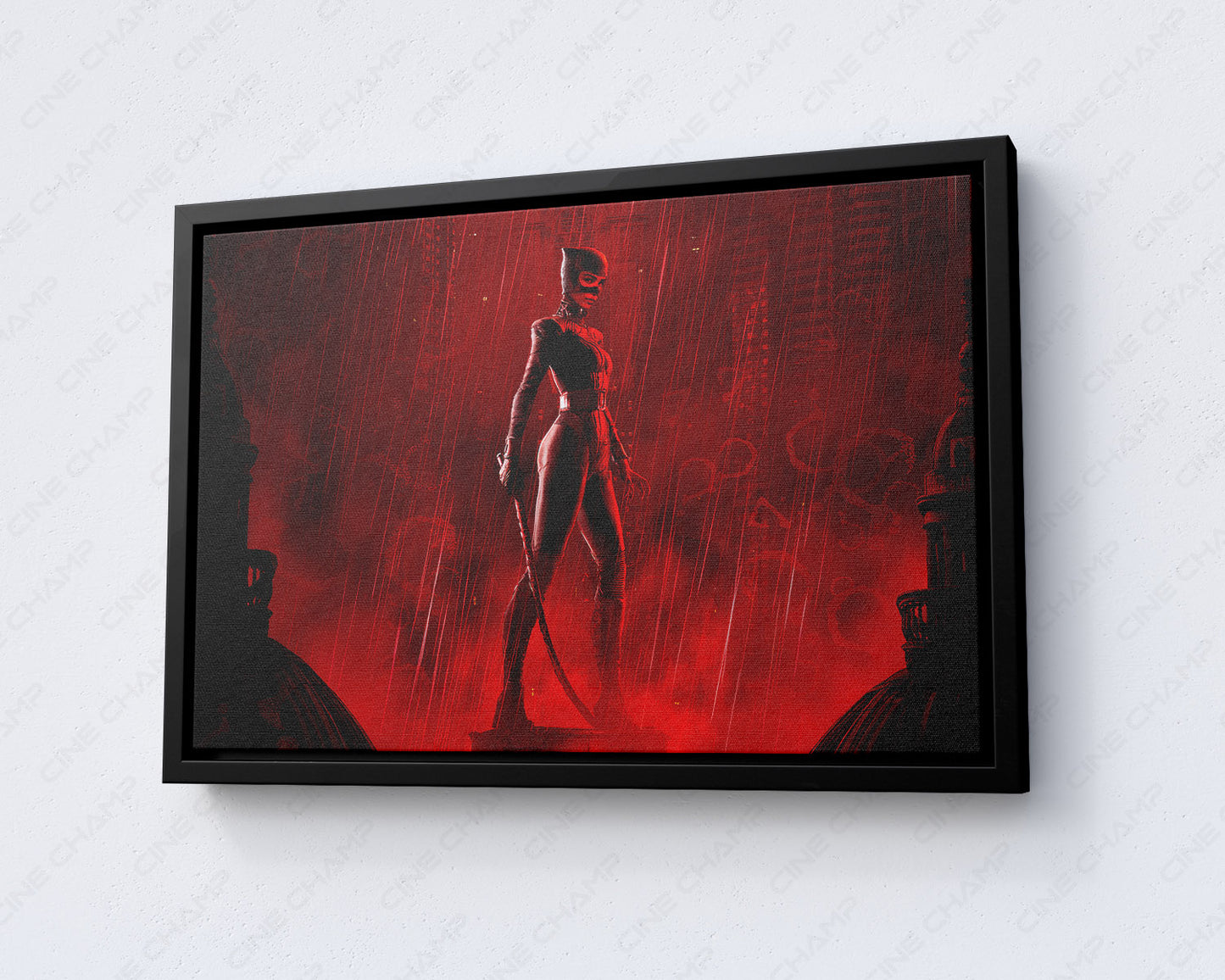 Catwoman in The Batman Canvas Print with Black Floating Frame for Modern Home and Entertainment Room Decor