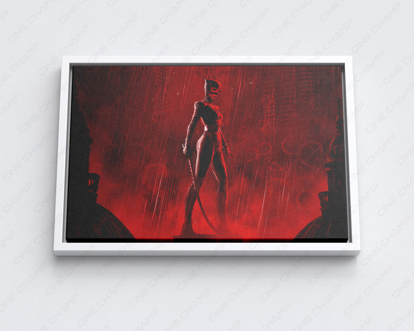 Catwoman in The Batman Canvas Print with White Floating Frame for Stylish DC-Themed Wall Decoration