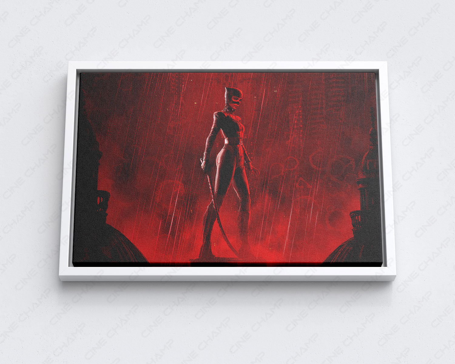 Catwoman in The Batman Canvas Print with White Floating Frame for Stylish DC-Themed Wall Decoration
