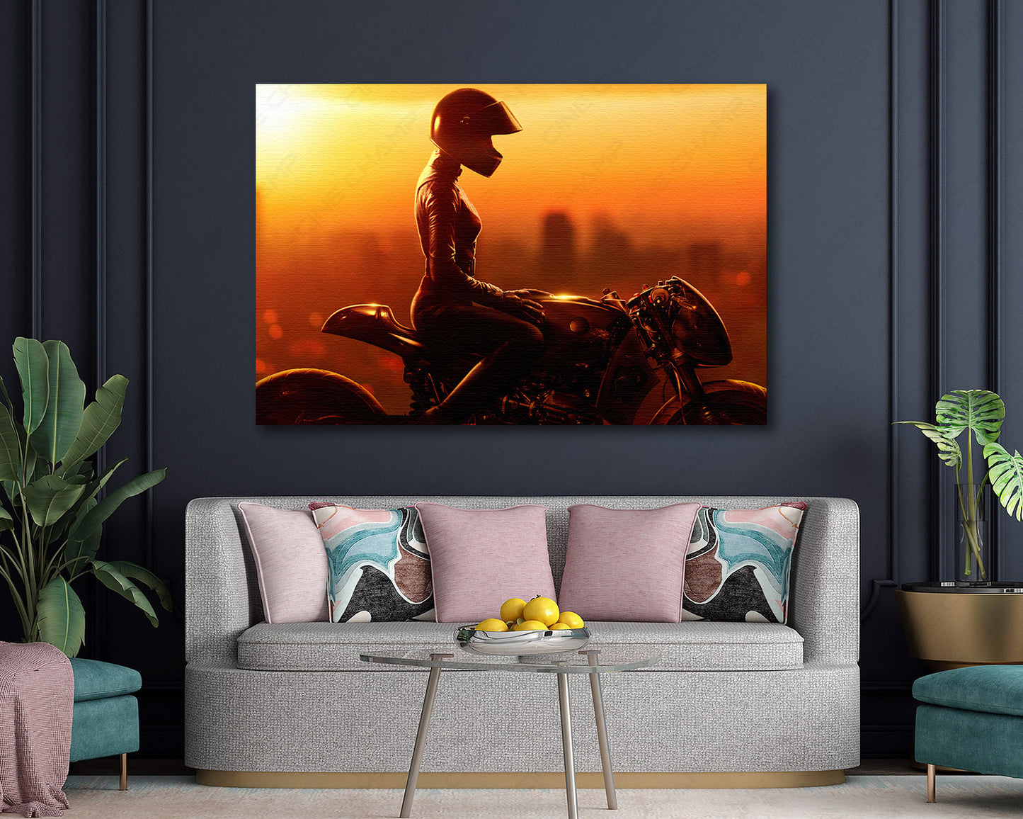 Catwoman in The Batman Canvas Wall Art Displayed in a Contemporary Living Room Interior