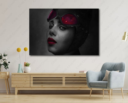 Catwoman in The Batman Canvas Wall Decor Displayed Above Cabinet as Cinematic Character Home Decor