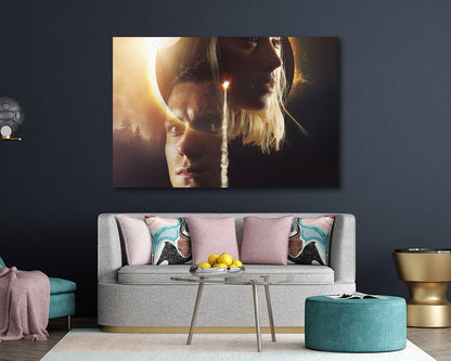 Chaos Walking Canvas Print Displayed in a Contemporary Living Room Interior