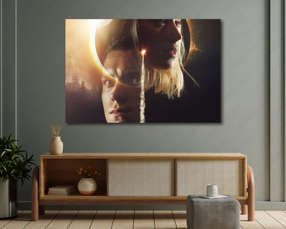 Chaos Walking Canvas Print Displayed on a Cabinet Wall in a Modern Interior