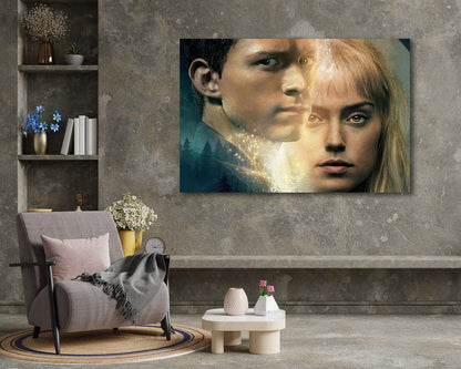Chaos Walking Canvas Wall Decor Above Accent Chair in a Modern Movie Room or Reading Space