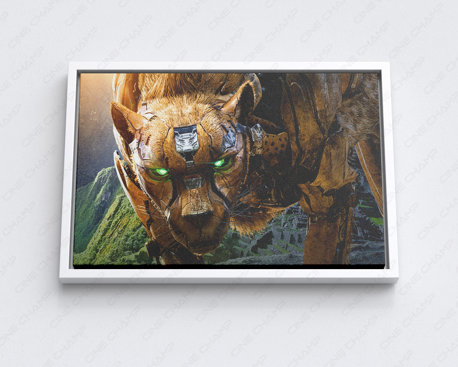 Cheetor Transformers Rise of the Beasts Canvas Print with White Floating Frame for Stylish Transformers-Themed Wall Decoration