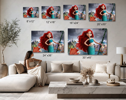 Chelsea the Mermaid in Ruby Gillman Teenage Kraken Canvas Print Available in Multiple Sizes for Home, Office, Kids Room, Playroom, and Family Room Decor
