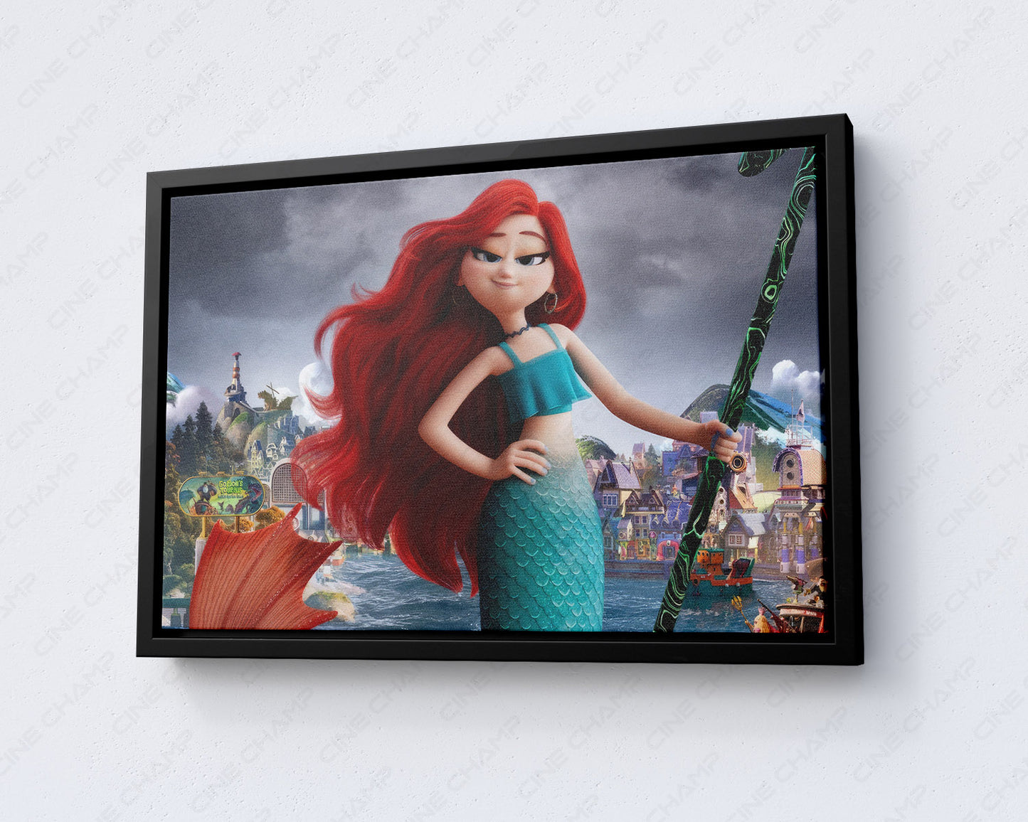Chelsea the Mermaid in Ruby Gillman Teenage Kraken Canvas Print with Black Floating Frame for Modern Home and Family Room Decor