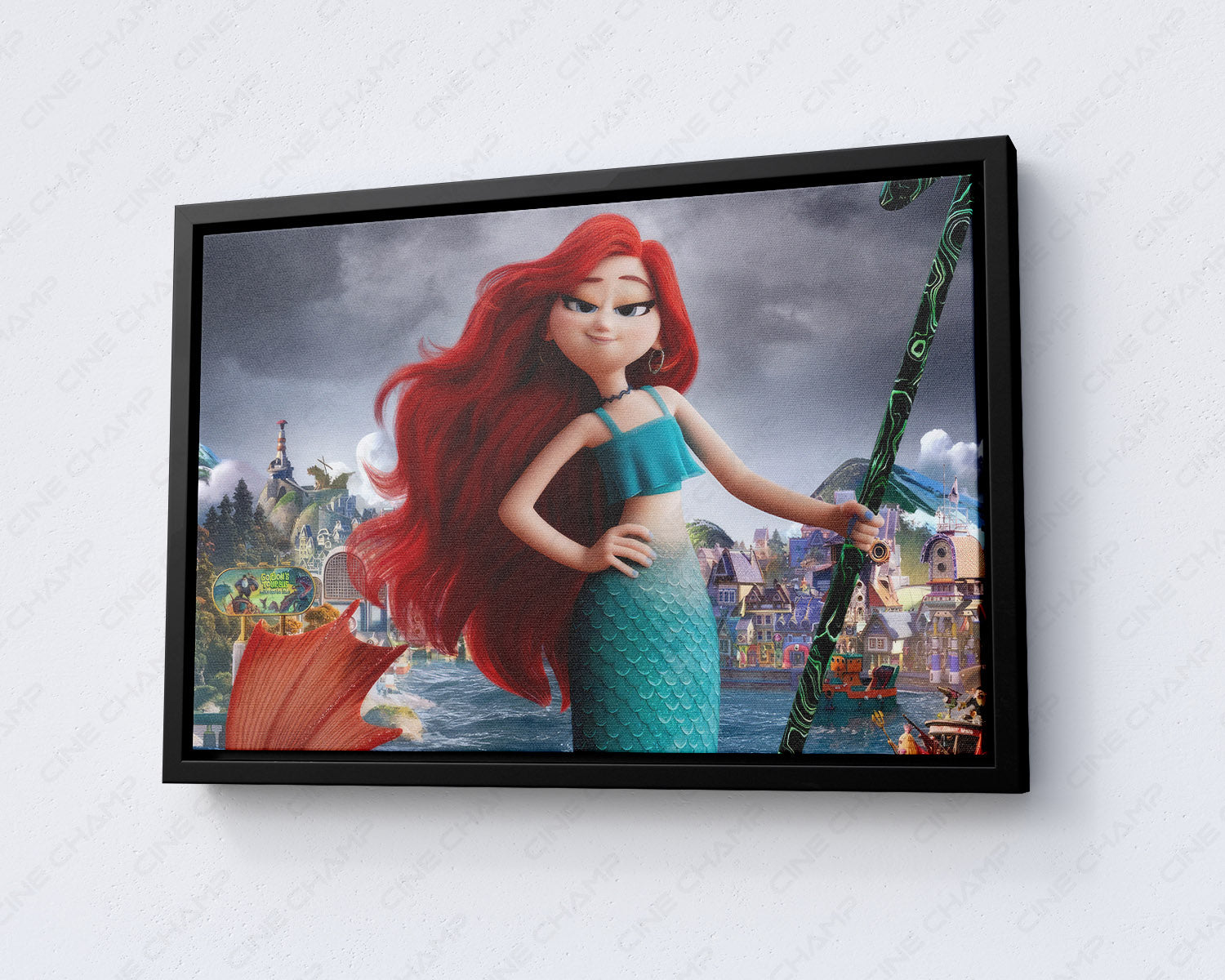 Chelsea the Mermaid in Ruby Gillman Teenage Kraken Canvas Print with Black Floating Frame for Modern Home and Family Room Decor