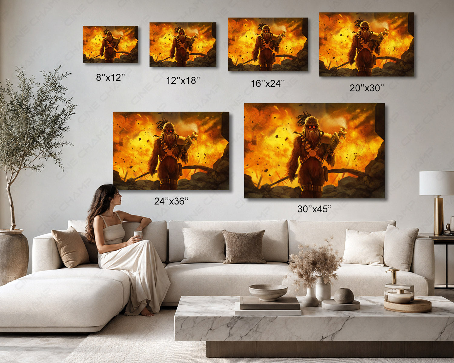 Chewbacca Canvas Print Available in Multiple Sizes for Home, Office, Bedroom, Entertainment Room, and Man Cave Decor