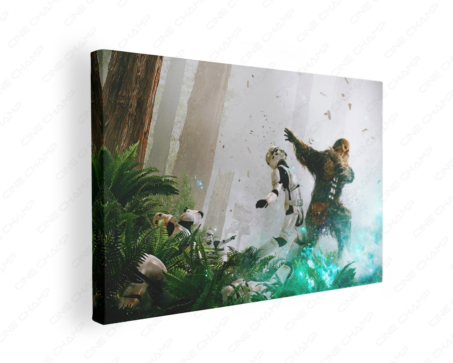 Chewbacca Fight Stormtroopers Canvas Print Gallery Wrap Featuring Star Wars Battle Inspired Wall Artwork