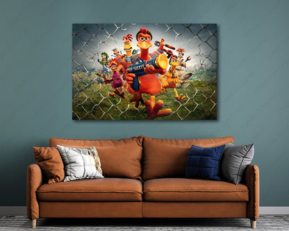 Chicken Run: Dawn of the Nugget Canvas Print Displayed in a Contemporary Living Room Interior
