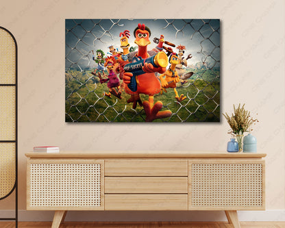 Chicken Run: Dawn of the Nugget Canvas Print Displayed on a Cabinet Wall in a Modern Interior