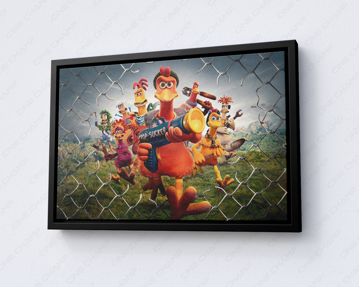 Chicken Run: Dawn of the Nugget Canvas Print with Black Floating Frame for Modern Home and Family Room Decor