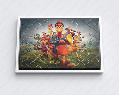 Chicken Run: Dawn of the Nugget Canvas Print with White Floating Frame for Stylish Animated Movie Wall Decoration