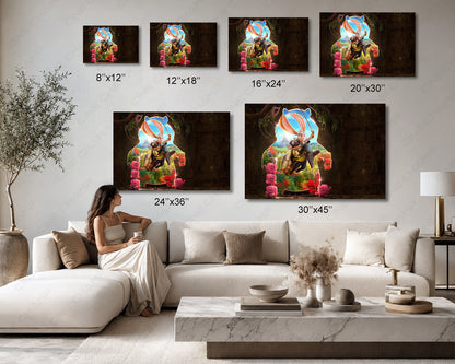 Chickenhare and the Hamster of Darkness Canvas Print Available in Multiple Sizes for Home, Office, Kids Room, Playroom, and Family Room Decor