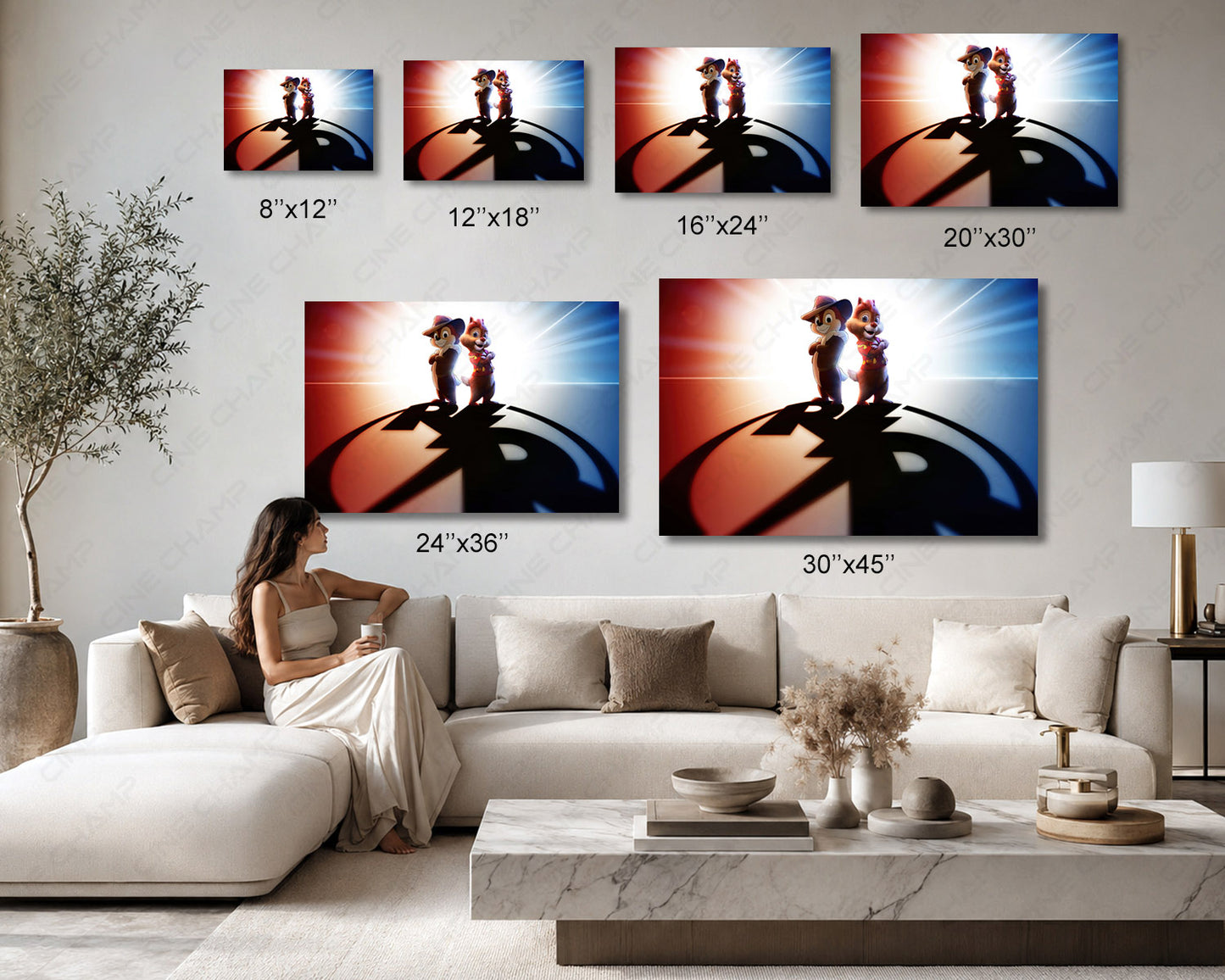 Chip 'n Dale: Rescue Rangers Canvas Print Available in Multiple Sizes for Home, Office, Kids Room, Playroom, and Family Room Decor