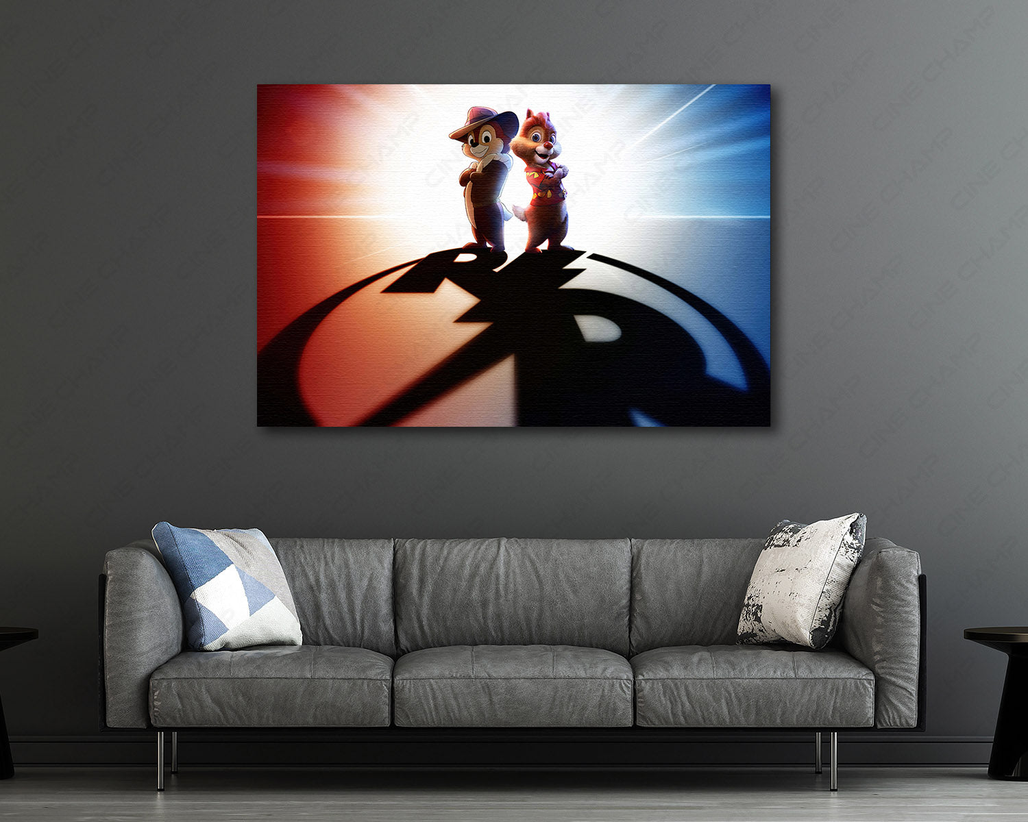 Chip 'n Dale: Rescue Rangers Canvas Print Displayed in a Contemporary Living Room Interior