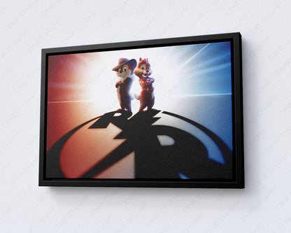 Chip 'n Dale: Rescue Rangers Canvas Print with Black Floating Frame for Modern Home and Family Room Decor