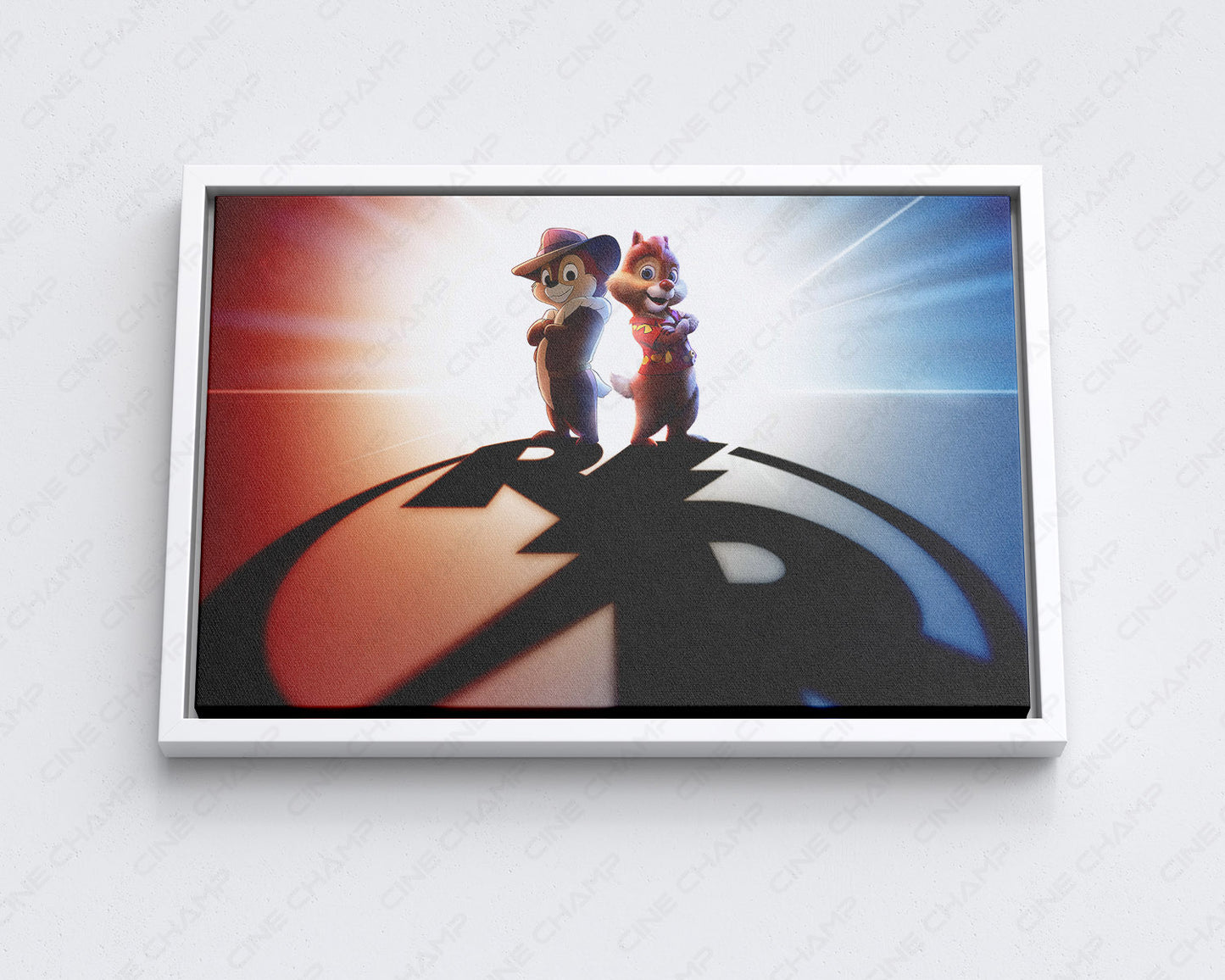 Chip 'n Dale: Rescue Rangers Canvas Print with White Floating Frame for Stylish Disney-Themed Wall Decoration