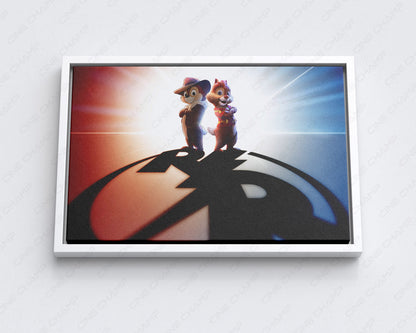 Chip 'n Dale: Rescue Rangers Canvas Print with White Floating Frame for Stylish Disney-Themed Wall Decoration