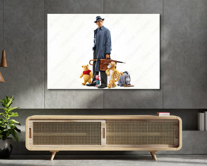 Christopher Robin Canvas Print Displayed on a Cabinet Wall in a Modern Interior