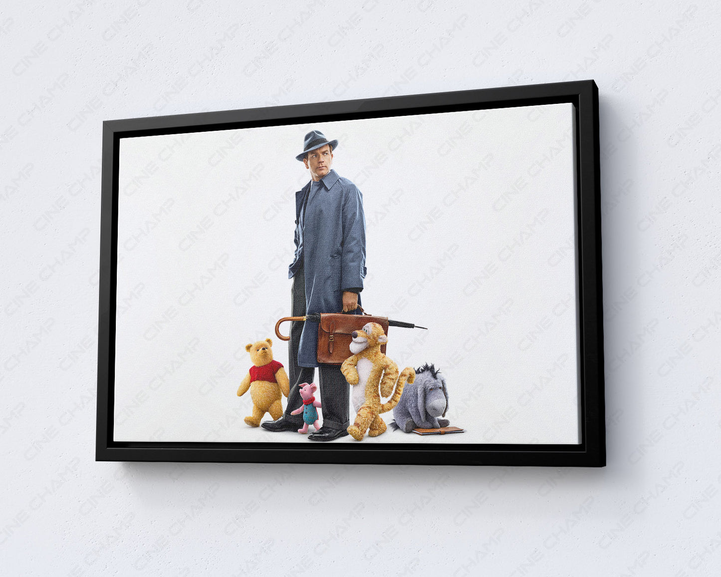 Christopher Robin Canvas Print with Black Floating Frame for Modern Home and Family Room Decor