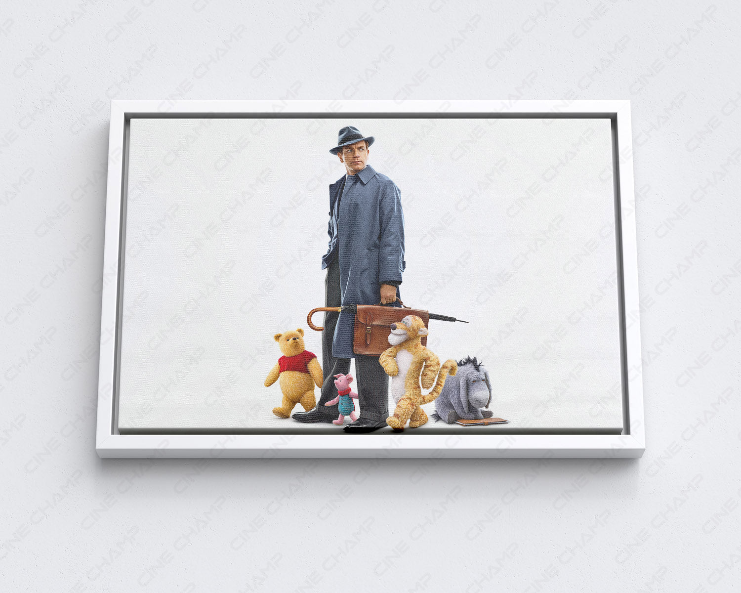 Christopher Robin Canvas Print with White Floating Frame for Stylish Disney-Themed Wall Decoration
