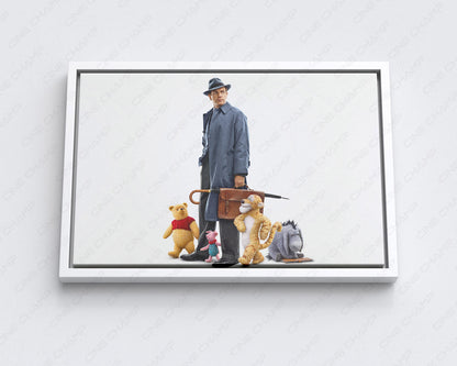 Christopher Robin Canvas Print with White Floating Frame for Stylish Disney-Themed Wall Decoration