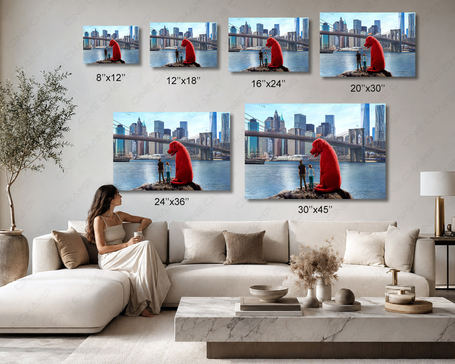Clifford the Big Red Dog Canvas Print Available in Multiple Sizes for Home, Office, Bedroom, Kids Room, Playroom, and Family Room Decor