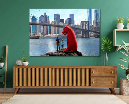 Clifford the Big Red Dog Canvas Print Displayed on a Cabinet Wall in a Modern Interior