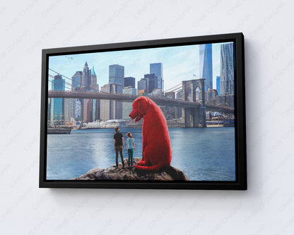 Clifford the Big Red Dog Canvas Print with Black Floating Frame for Modern Home and Family Room Decor