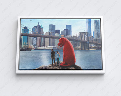 Clifford the Big Red Dog Canvas Print with White Floating Frame for Stylish Family Movie Wall Decoration