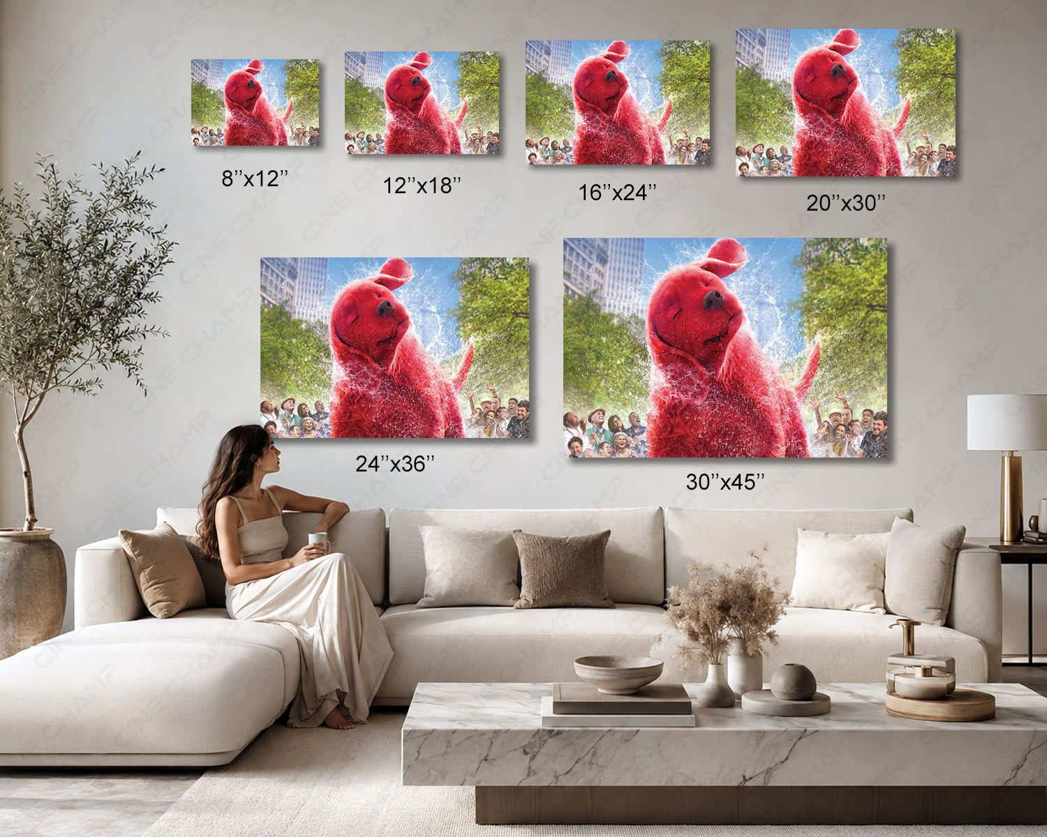Clifford the Big Red Dog Wall Art Available in Multiple Sizes for Home, Office, Bedroom, Kids Room, Playroom, and Family Room Decor